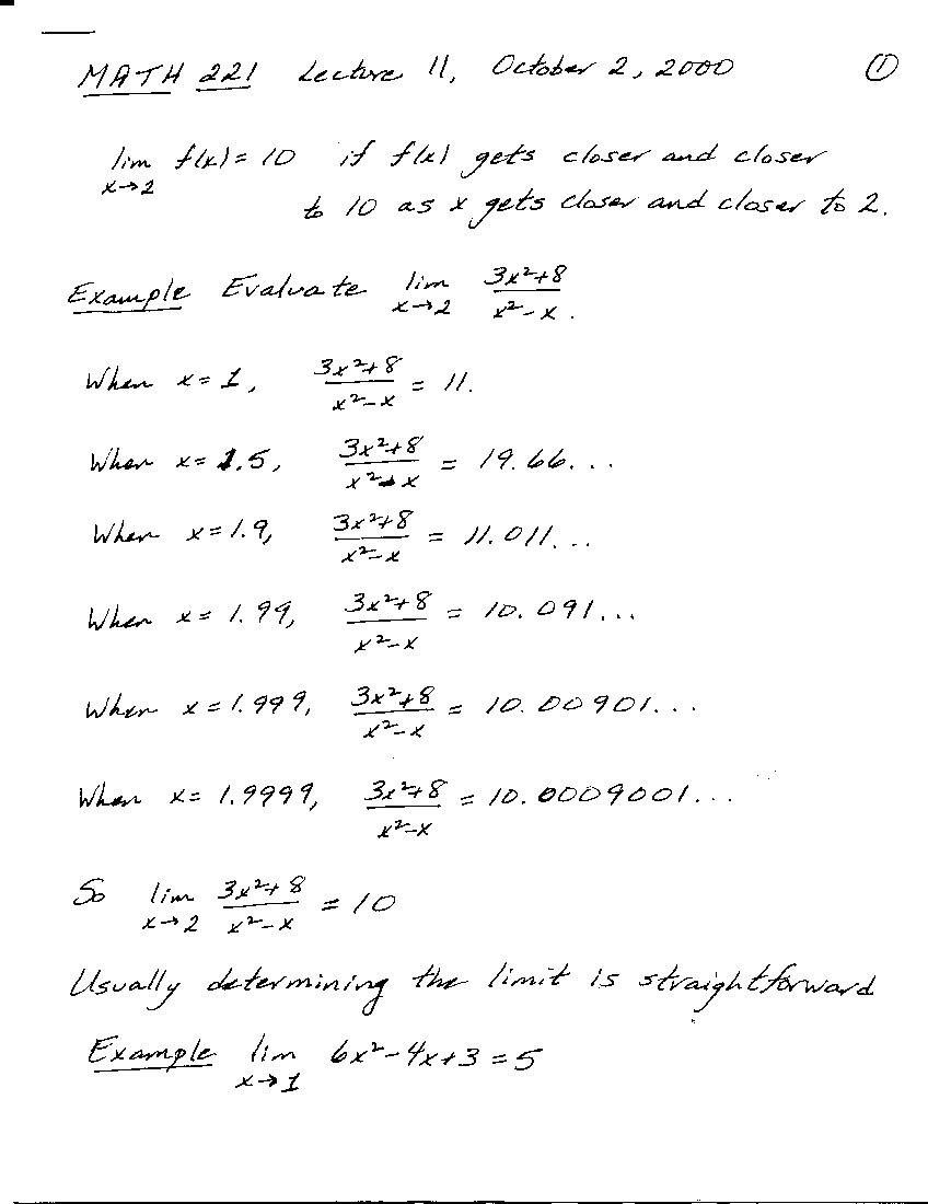 MATH 221 Lectures 4 and 5: Calculus and Analytic Geometry